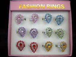 WholeSale Fashion Costume jewelry Mix Lot Crystal rings silver 