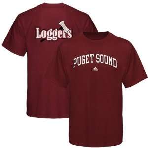  adidas Puget Sound Loggers Burgundy Relentless T shirt 
