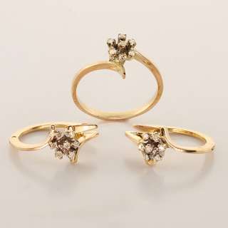 Dazzling Ladies 14K Rose Gold Round Diamond Ring Earring Jewelry Set 