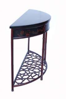 Bamboo Frame Wood Half Round Side Console Table s2813  