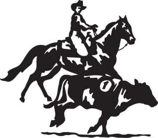 Western Calf Roping Rodeo Style Decal 5.75 x 8.25  