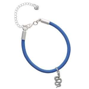   Antiqued Snake Charm on a Royal Blue Malibu Charm Bracelet Jewelry