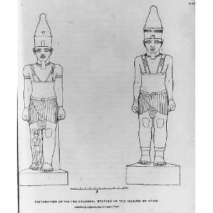   ,Restoration,Colossal statues,Island of Argo,Pharaoh