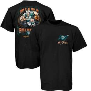  Miami Dolphins Black Runback Graphic T shirt Sports 