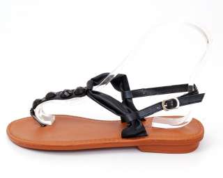Womens Sandals Gladiator Roman Thong Summer Flats Shoe Ankle Strap 