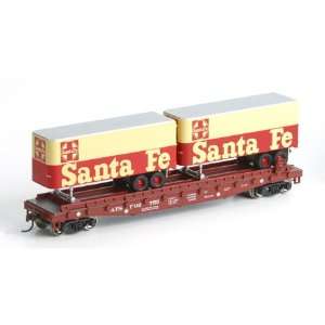  HO RTR 50 Flat with 2 25 Trailers, SF #1 Toys & Games