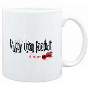  Mug White  Rugby Union Football IS IN MY BLOOD  Sports 