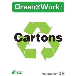 Awareness Sign, Header Green at Work, Cartons with Recycle Symbol 