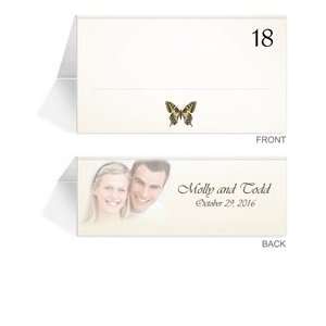  70 Photo Place Cards   Butterfly Taupe & Harvest