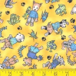  45 Wide Flannel Roughand Tumble Pup Yellow Fabric By The 