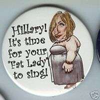 anti HILLARY Clinton BARBRA STREISAND caricature pin  