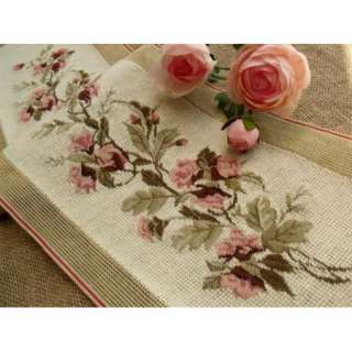   40 Long COMPLETED Needlepoint Canvas Pink Flowers PETIT POINT  
