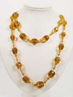 DESIGNER Glass Yellow Bead Long Necklace  