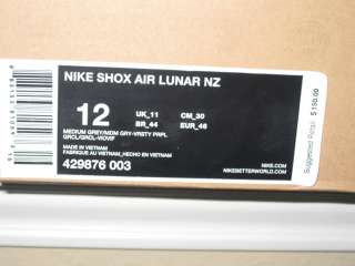 NIKE SHOX LUNAR NZ SHOES RUNNING SNEAKERS 12 NIB NEW R5 95 97 R4 