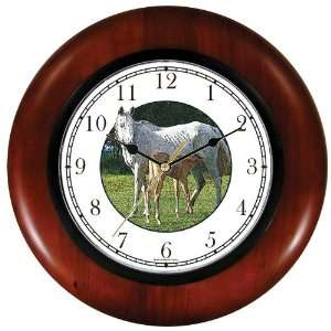  Horses   Mare & Foal Nursing Wooden Wall Clock by 