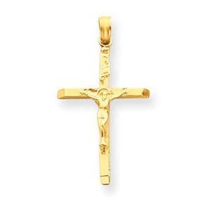  14k Yellow Gold Latin INRI Crucifix Cross Pendant Jewelry