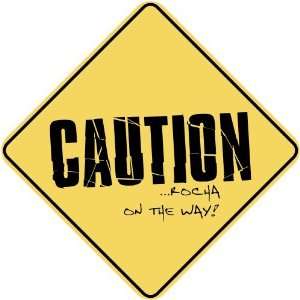   CAUTION  ROCHA ON THE WAY  CROSSING SIGN