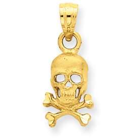 14K Skull and Cross Bones Pendant   Measures 19.2x7.9mm   JewelryWeb 
