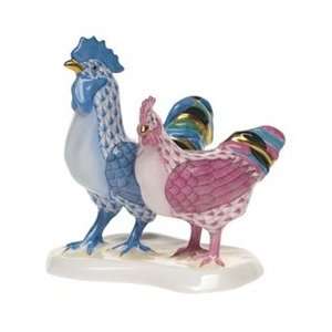  Herend Rooster and Hen Multicolor Fishnet
