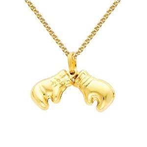 14K Yellow Gold Double Boxing Glove Charm Pendant with Yellow Gold 1 
