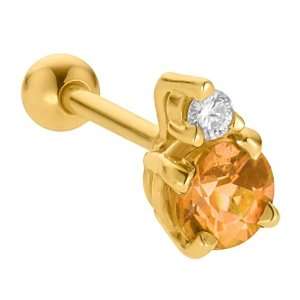   Diamond Accented 14K Yellow Gold Cartilage Stud Earring Jewelry