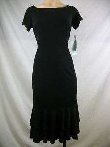 New Womens RALPH LAUREN Black Ruffled Hem Dress 4 NWT  