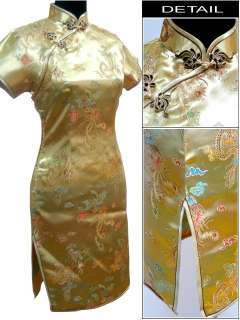 New Noble Chinese Womens Silk Satin Evening Dress Cheong sam Dragon 