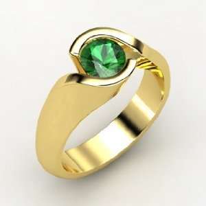  Enfold Ring, Round Emerald 14K Yellow Gold Ring Jewelry