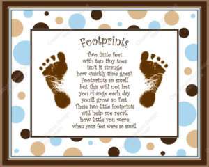 Blue & Brown Dots Babys Footprints with Poem  