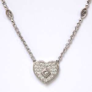 PHILIPPE CHARRIOL 18K White Gold Diamond Heart Pendant & Necklace 