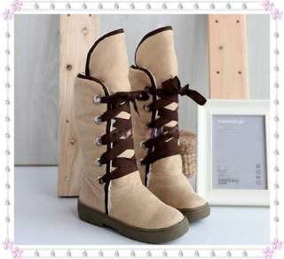 2011 Fashion Women Shoes Lace Up Ties Faux Fleece Lined Winter Boots 