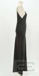 Fernando Sanchez 2 Pc Black Satin & Burgundy Lace Long Night Gown 