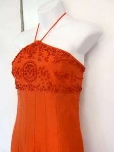 RALPH LAUREN orange silk beaded long gown formal dress $229 nwt 6 