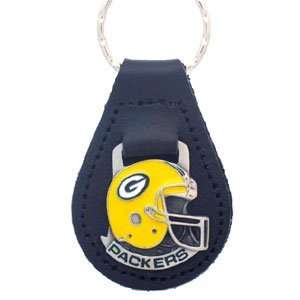  Green Bay Packers Small Fine Leather/Pewter Key Ring 