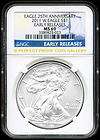 2011 W 25th ANNIVERSARY BURNISHED SILVER EAGLE NGC MS69 Early 