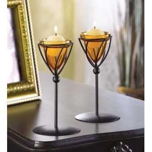  Amber Candle Holders