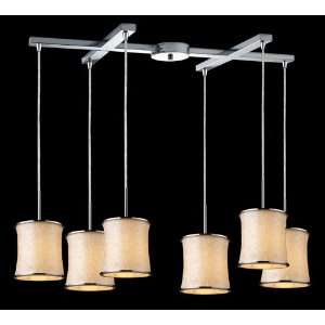 FABRIQUE 6 LIGHT DRUM PENDANTS IN POLISHED CHROME WITH RETRO BEIGE 