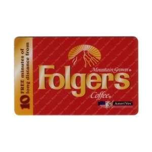  Collectible Phone Card 10m Folgers Mountain Grown Coffee 