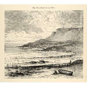  1882 Steel Engraving Cape Heve France Coast Harbor French 