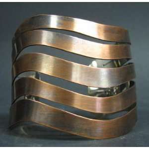  Rebajes Modernist Copper Wavy Band Cuff Bracelet 