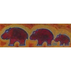  Famille Hippopotame Rouges   Poster (23.5x7.75)