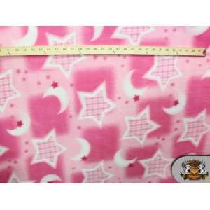  Fleece Printed Moonstar Pink Fabric / By the Yard 