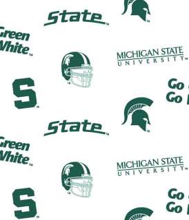 Michigan State University Spartans Cotton Fabric Print  