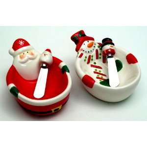  Christmas Bowl w/ Spreader Set of Two