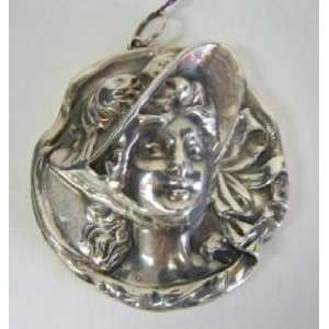  Henryk Winograd .999 Fine Silver Woman & Bonnet Pendant 