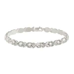  Sterling Silver Think X Heart Link Bracelet, 7 Jewelry