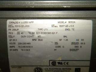 US Electrical Motors UJ2551AFP Motor 3520RPM 25HP Frame 256JP  