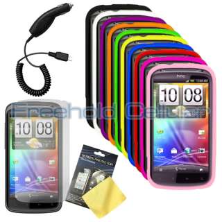   Skin Covers Cases + Screen Film + Car Charger for HTC Sensation 4G