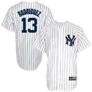   Rodriguez New York Yankees Replica Baseball Jersey #13 White Pinstripe