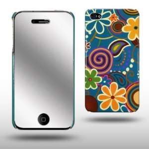 IPHONE 4 FUNKY FLORAL PATTERN CASE WITH MIRROR SCREEN PROTECTOR BY 